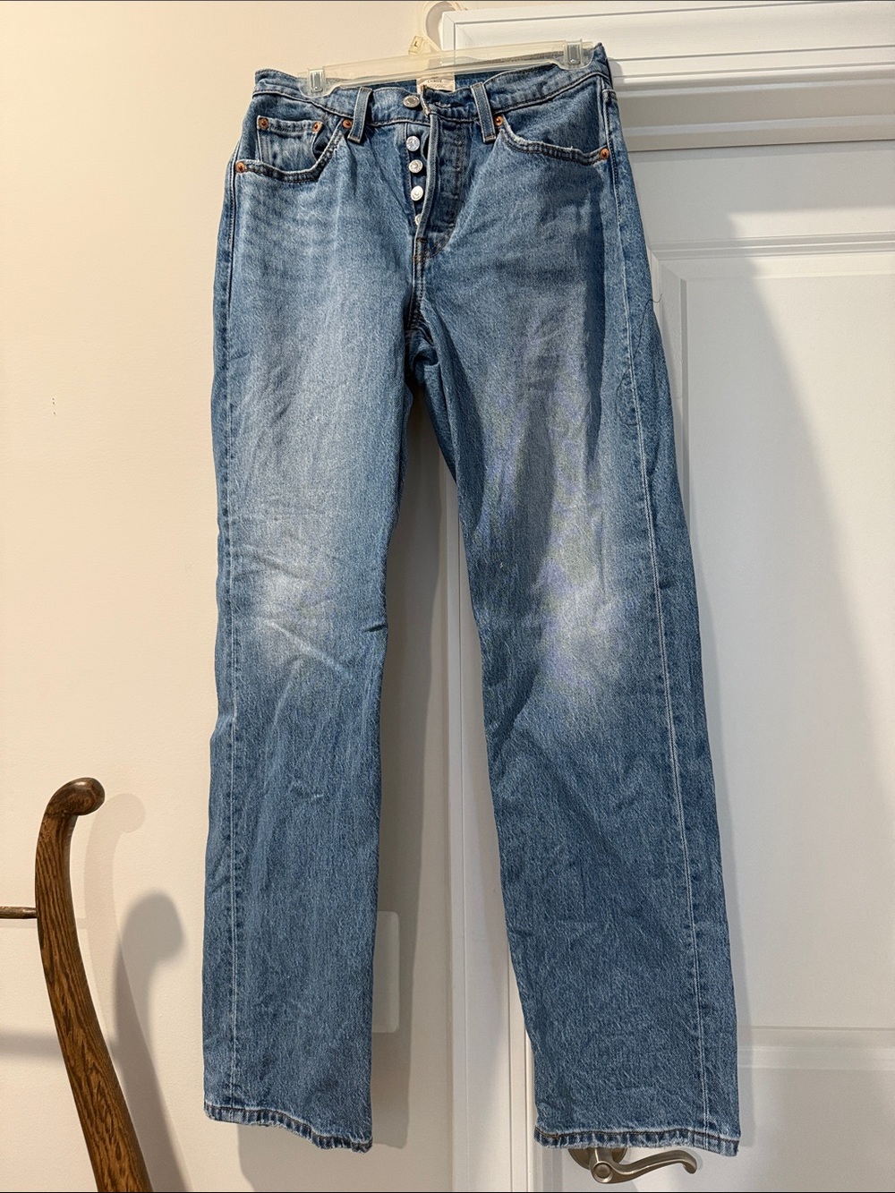 Levi's Women's Medium Blue Straight-Leg Button-Fly Jeans